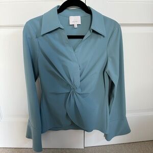 Cinq à Sept Mckenna Long Sleeve Twist Collared Blouse
